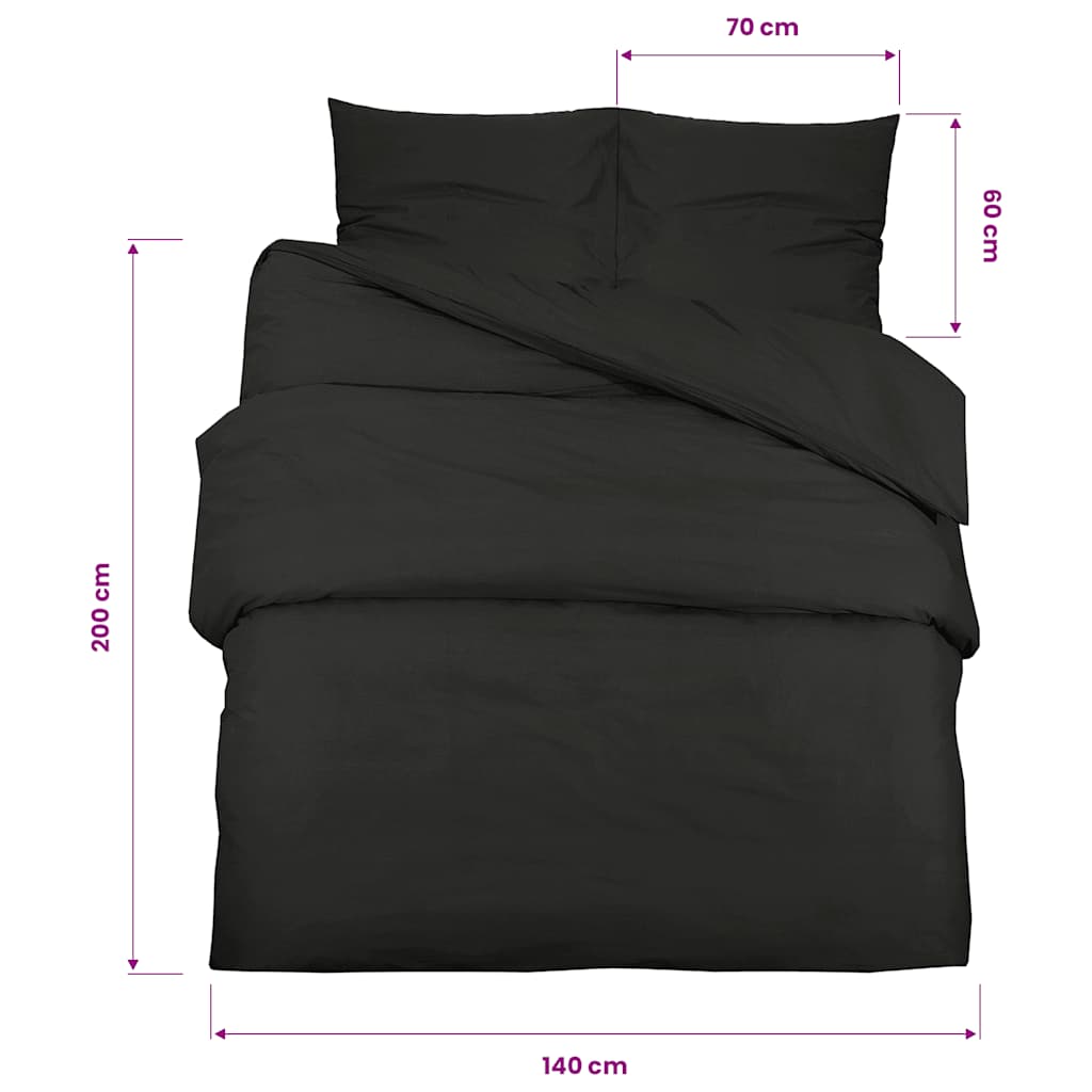 Bettwäsche-Set Schwarz 140x200 cm Leichte Mikrofaser