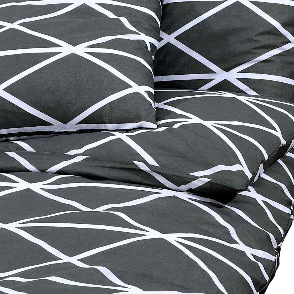 Bettwäsche-Set Dunkelgrau und Weiß 200x200 cm Baumwolle