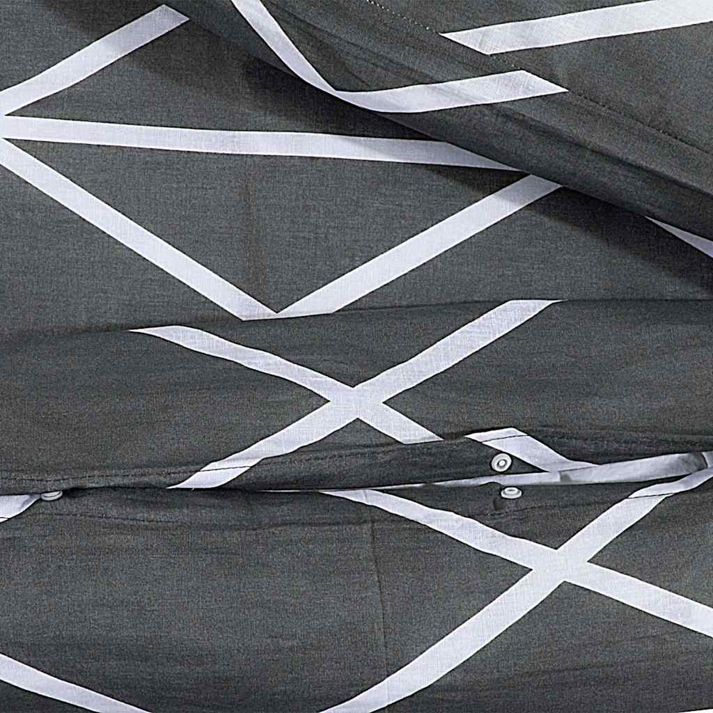 Bettwäsche-Set Dunkelgrau und Weiß 135x200 cm Baumwolle