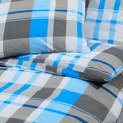 Bettwäsche-Set Blau und Grau 240x220 cm Baumwolle