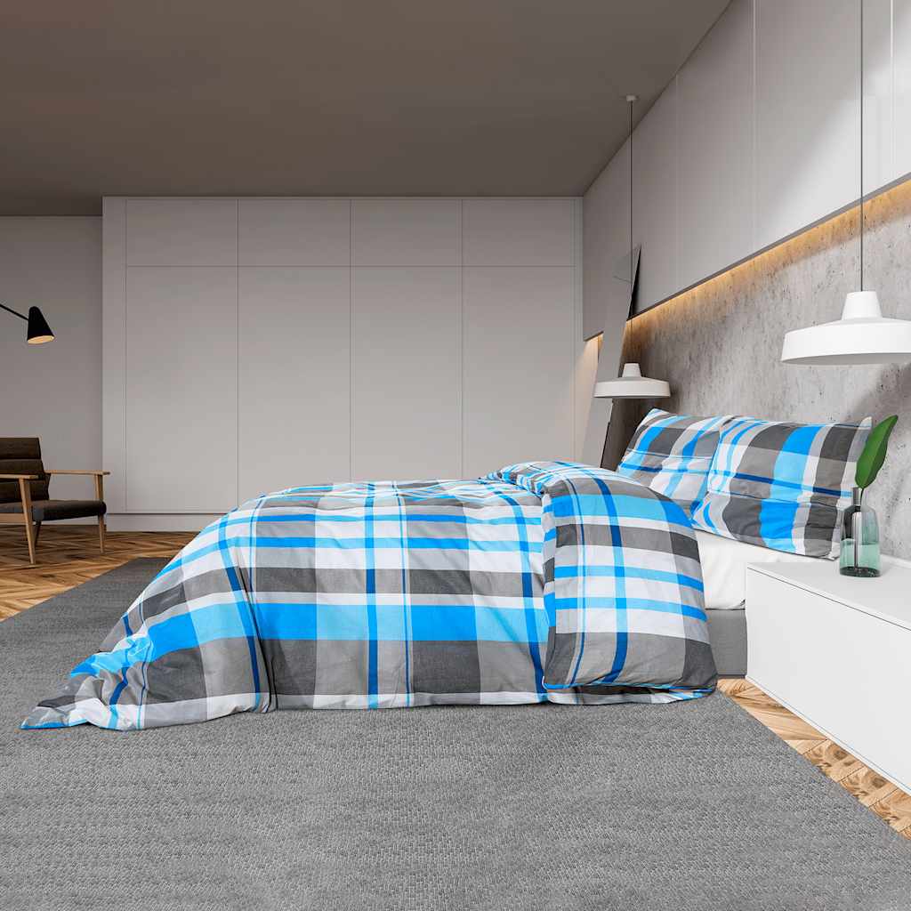 Bettwäsche-Set Blau und Grau 135x200 cm Baumwolle