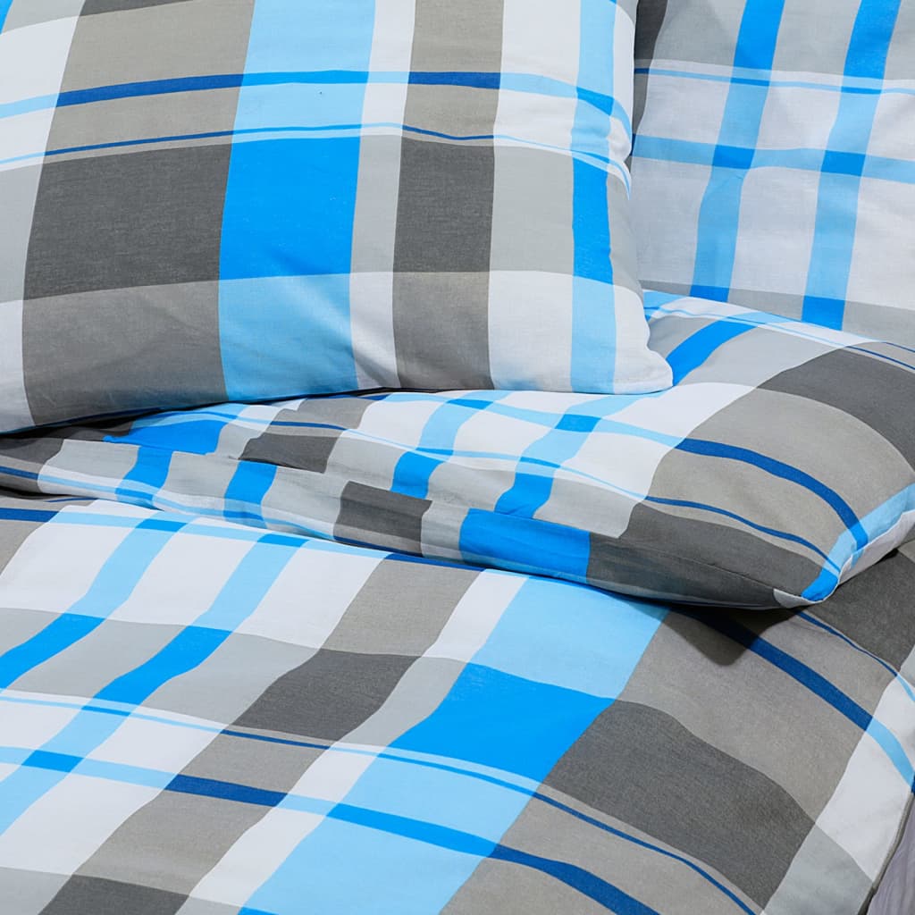 Bettwäsche-Set Blau und Grau 200x220 cm Baumwolle