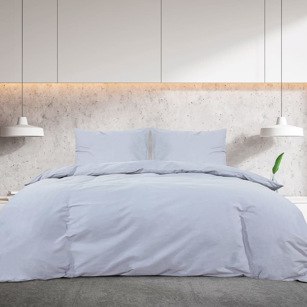 Bettwäsche-Set Grau 240x220 cm Baumwolle