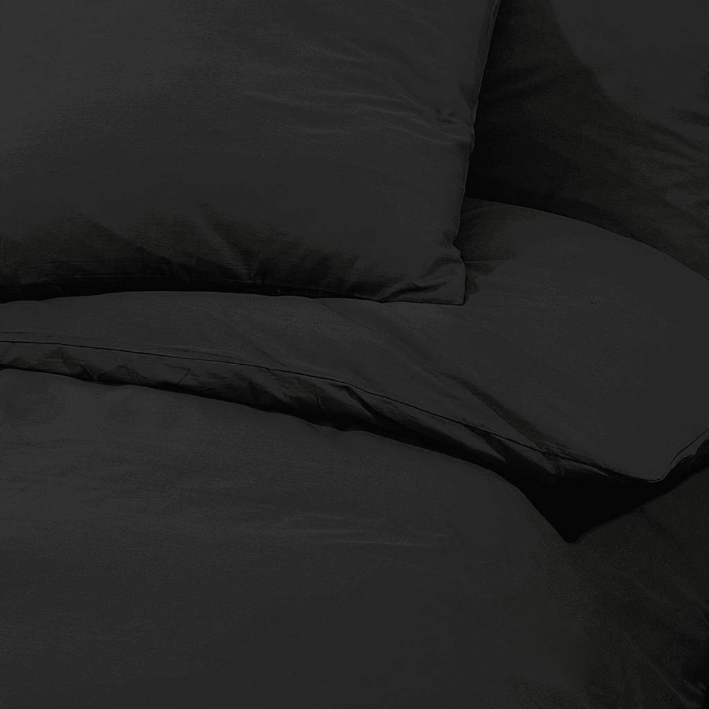 Bettwäsche-Set Schwarz 220x240 cm Baumwolle