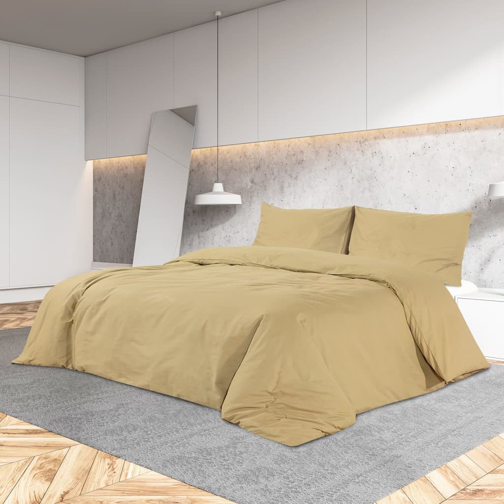 Bettwäsche-Set Taupe 200x200 cm Baumwolle