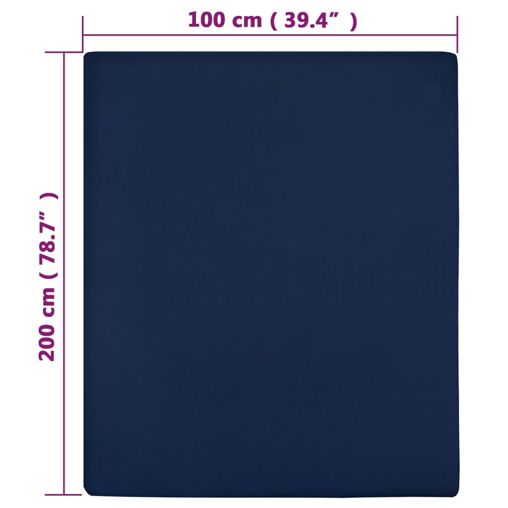 Spannbettlaken Jersey Marineblau 100x200 cm Baumwolle