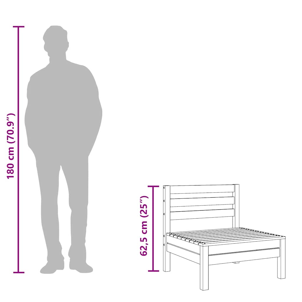 Garten-Mittelsofa Massivholz Kiefer