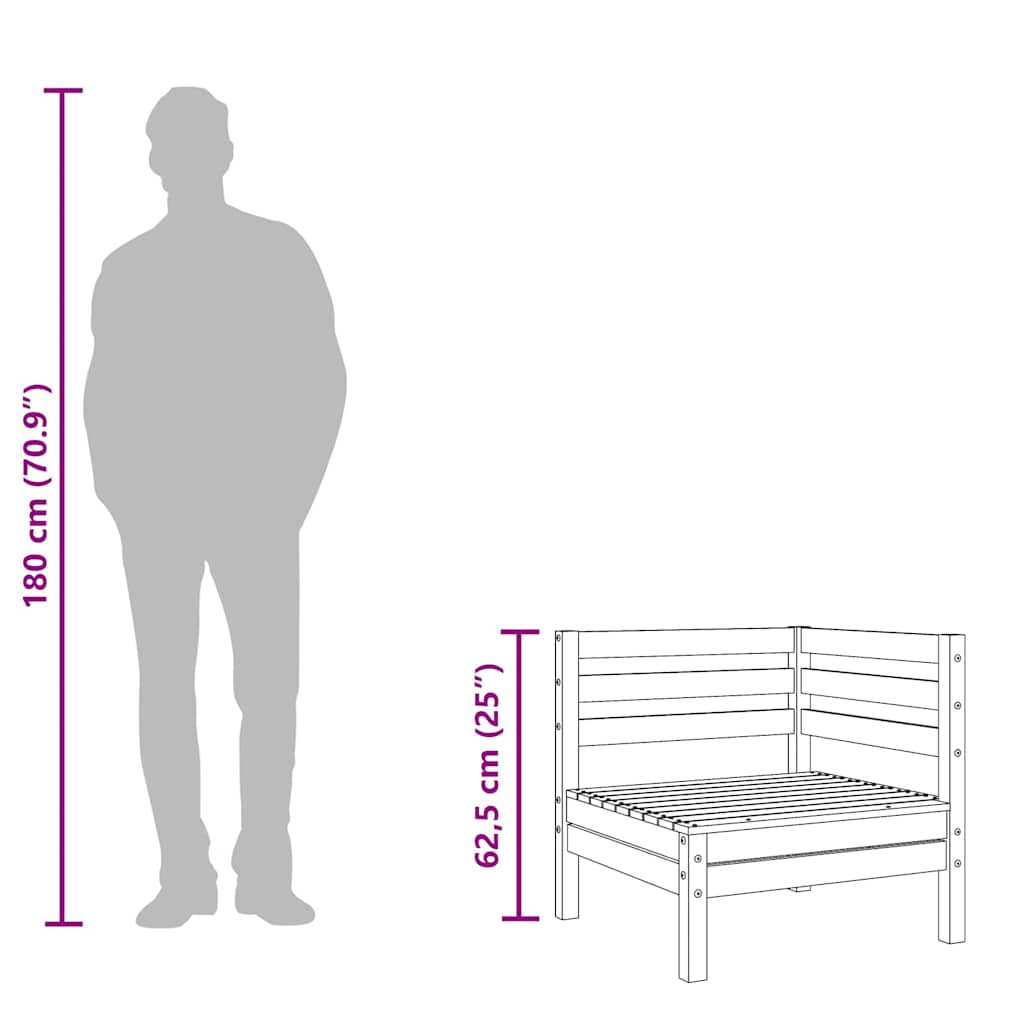 Garten-Ecksofas 2 Stk. Massivholz Kiefer