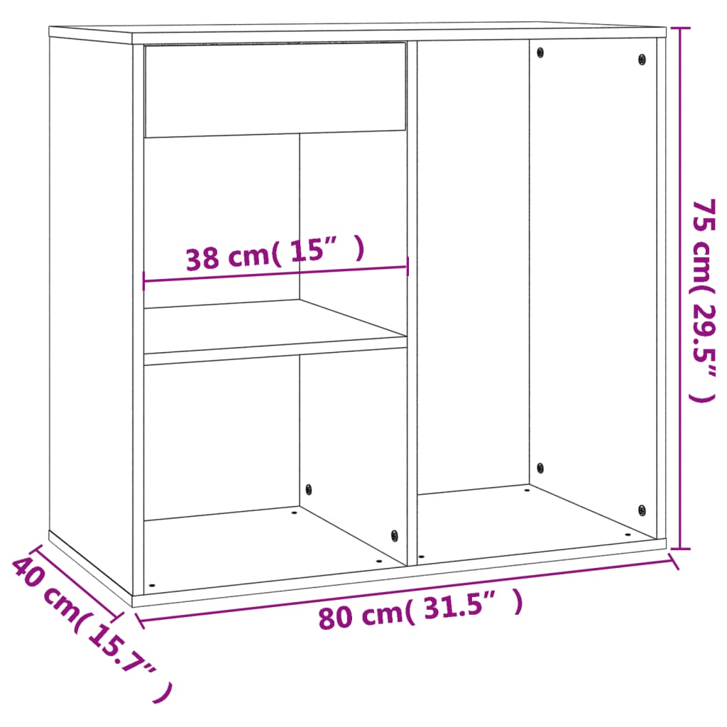 LED-Schminktisch mit Schrank Sonoma-Eiche Holzwerkstoff