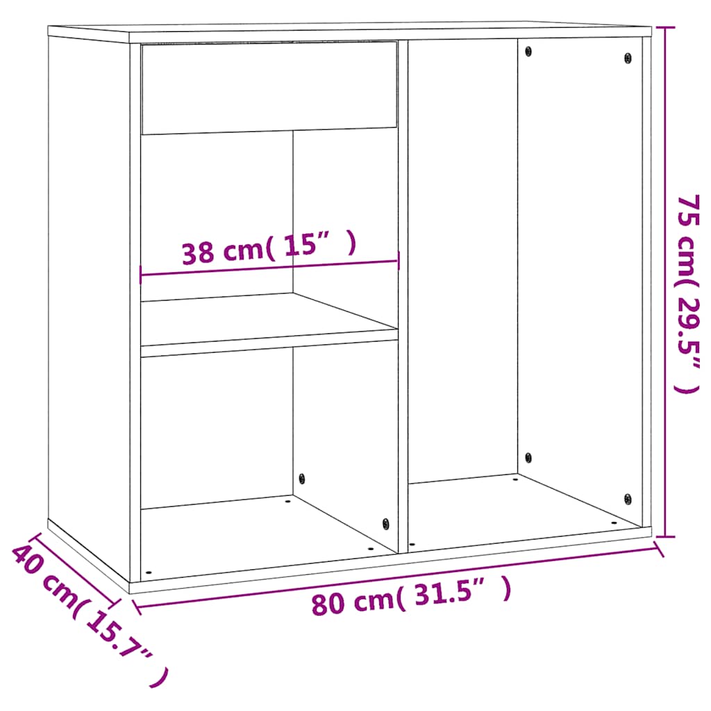 LED-Schminktisch mit Schrank Sonoma-Eiche Holzwerkstoff