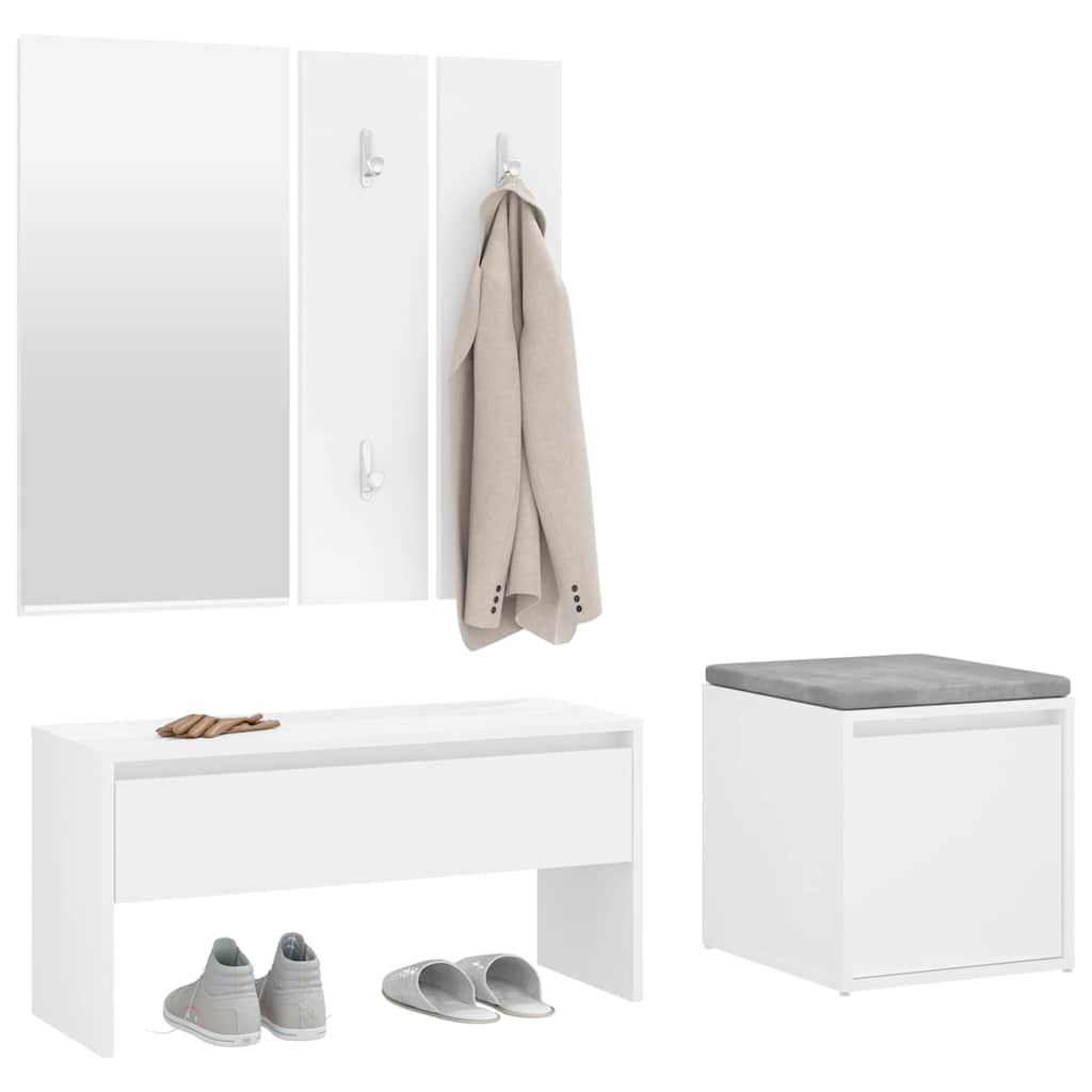 Garderoben-Set Weiß Holzwerkstoff