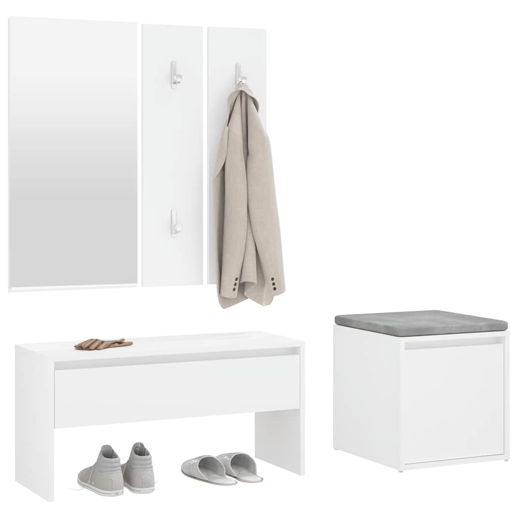 Garderoben-Set Weiß Holzwerkstoff
