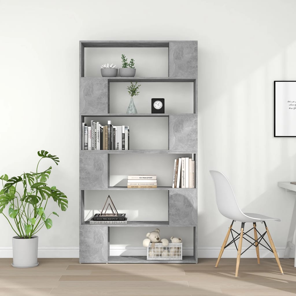 Bookcase room divider concrete grey 100x24x188 cm