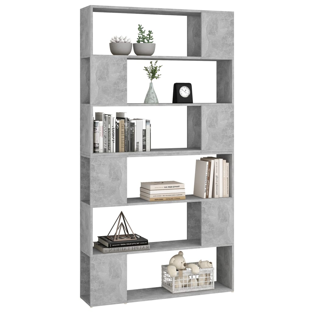 Bookcase room divider concrete grey 100x24x188 cm