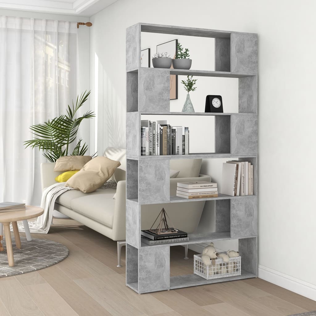 Bookcase room divider concrete grey 100x24x188 cm