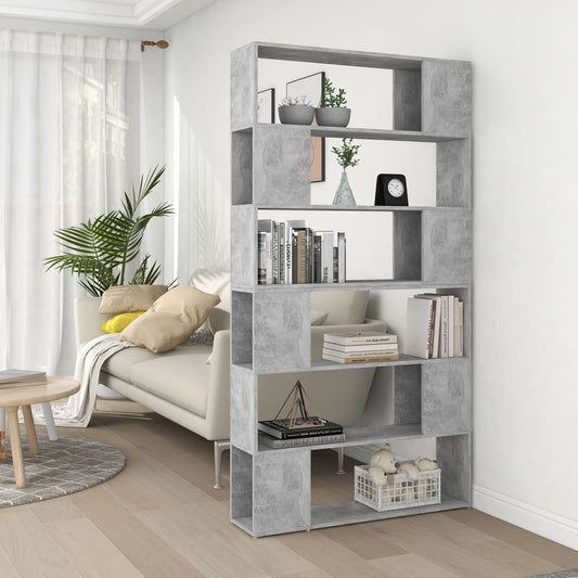 Bookcase room divider concrete grey 100x24x188 cm