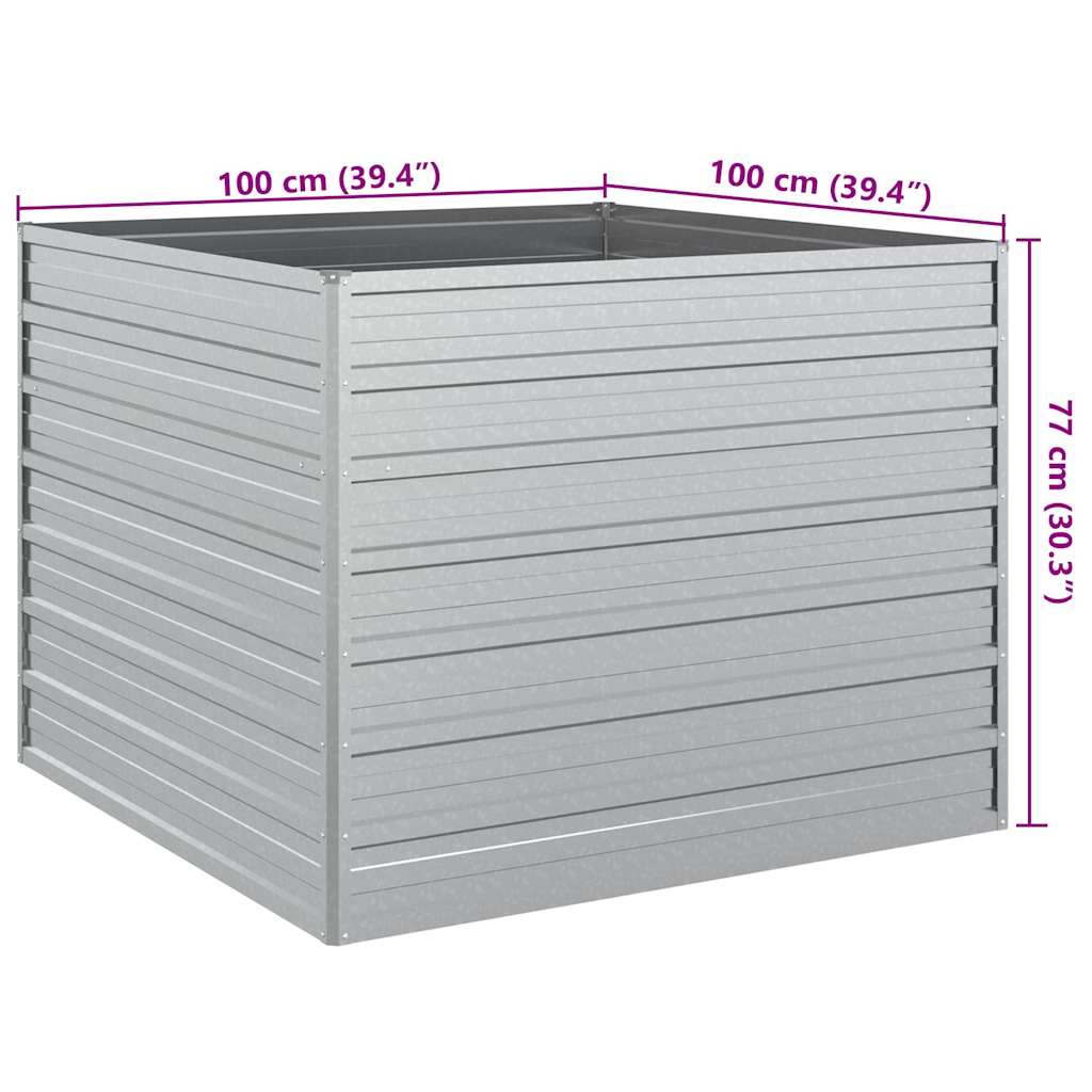 Garten-Hochbeet 100x100x77 cm Verzinkter Stahl Silber