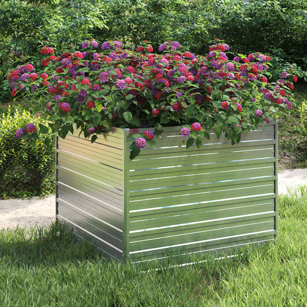 Garten-Hochbeet 100x100x77 cm Verzinkter Stahl Silber