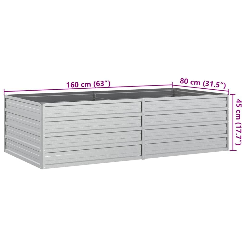 Garten-Hochbeet 160x80x45 cm Verzinkter Stahl Silber