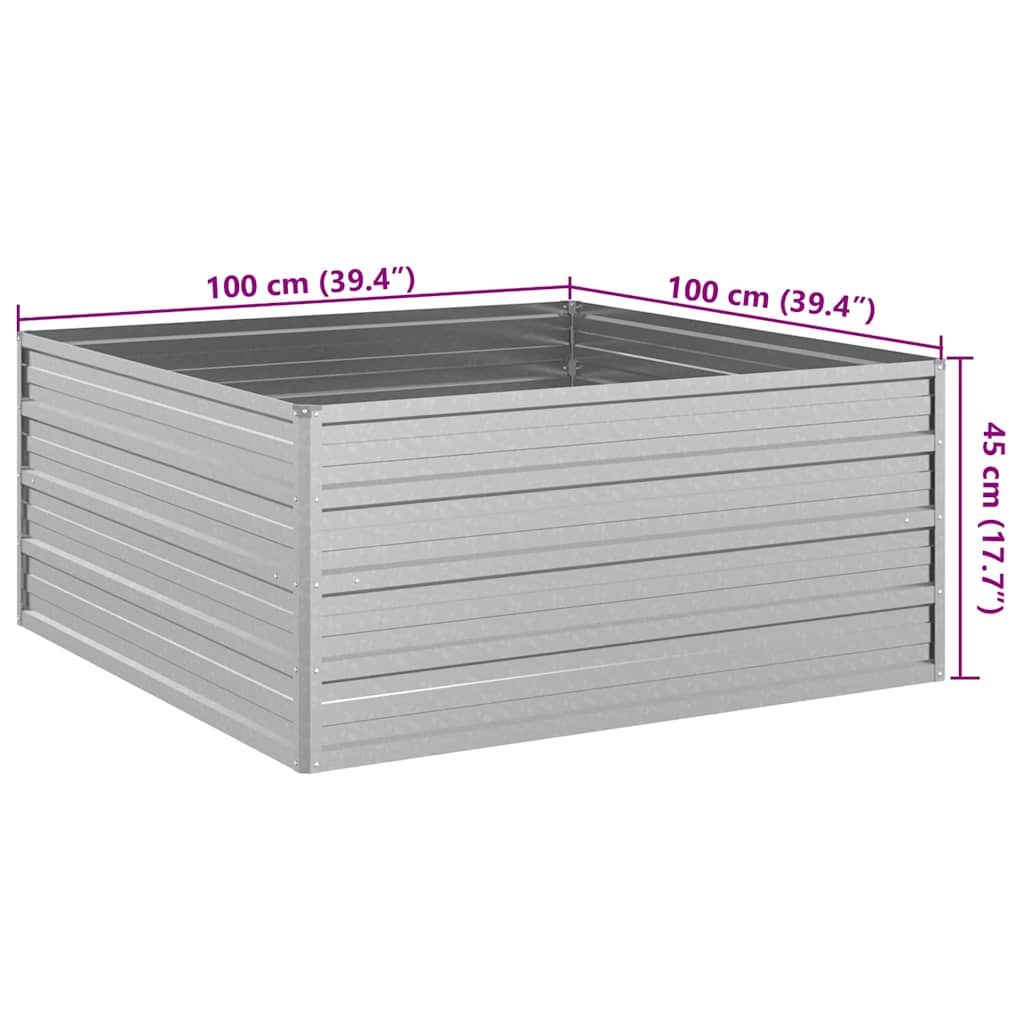 Garten-Hochbeet 100x100x45 cm Verzinkter Stahl Silber