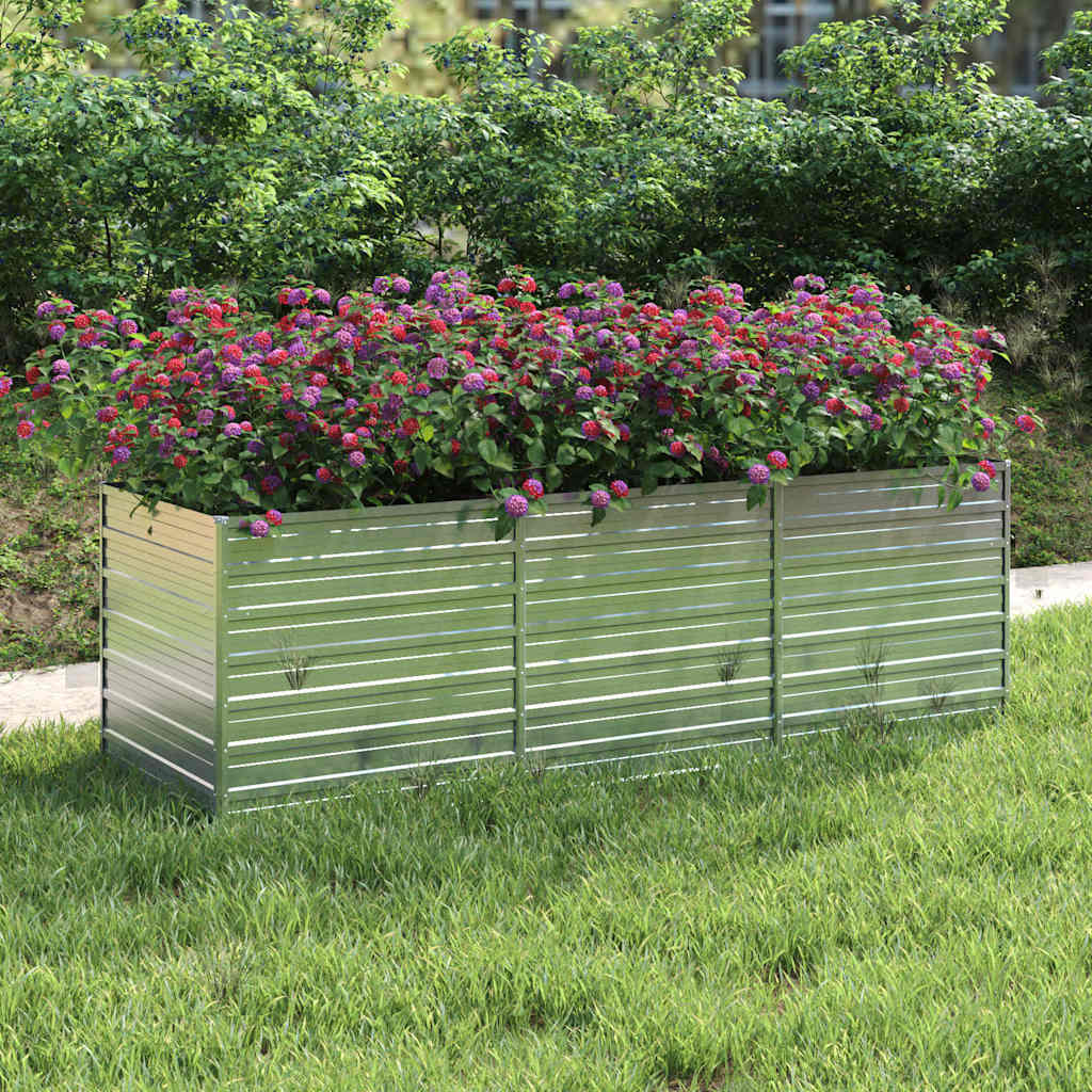 Garten-Hochbeet 240x80x77 cm Verzinkter Stahl Silbern