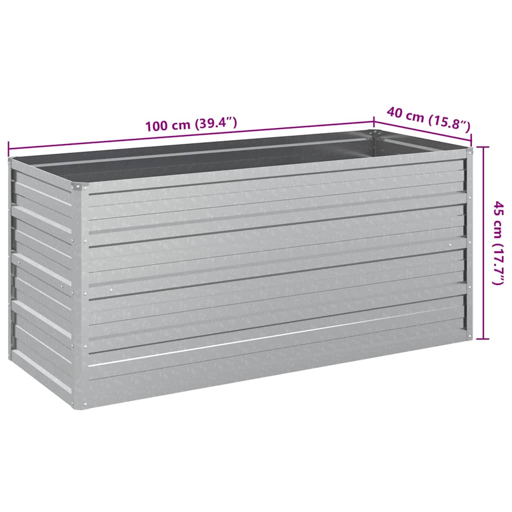 Garten-Hochbeet 100x40x45 cm Verzinkter Stahl Silber