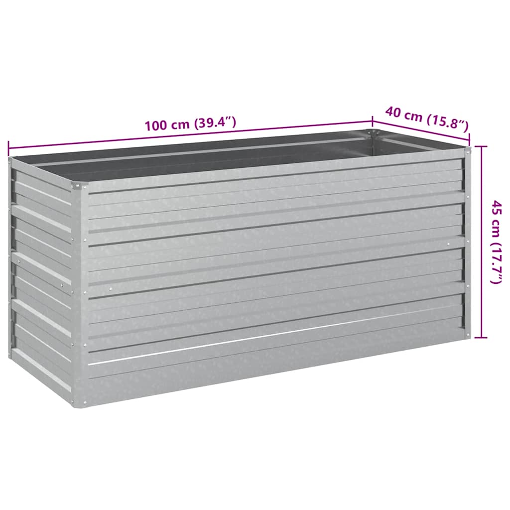 Garten-Hochbeet 100x40x45 cm Verzinkter Stahl Silber
