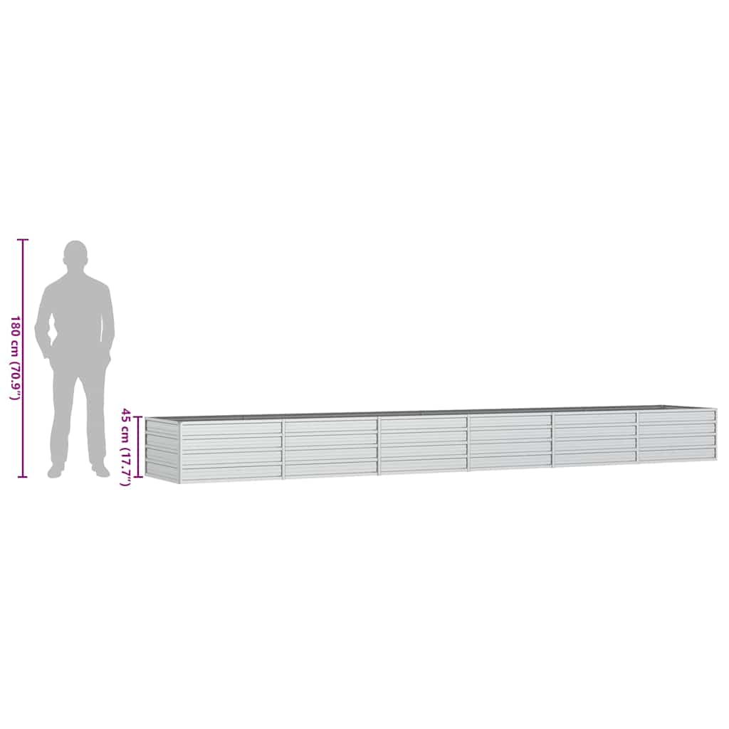 Garten-Hochbeet 480x80x45 cm Verzinkter Stahl Silber