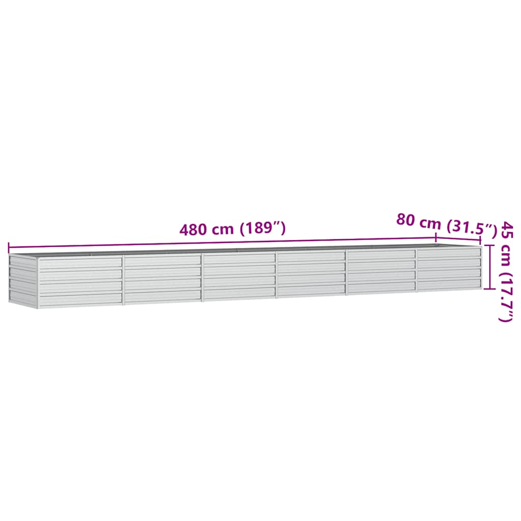 Garten-Hochbeet 480x80x77 cm Verzinkter Stahl Silber