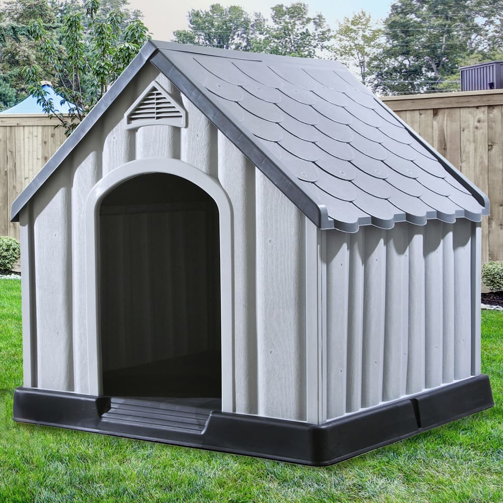 Dog house grey 92x87x91 cm plastic