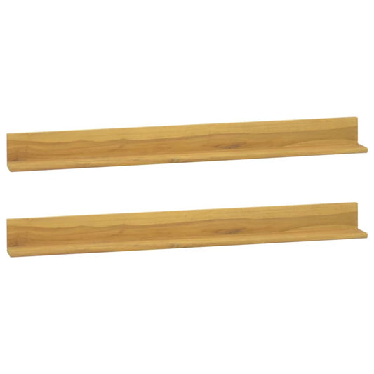 Wall shelves 2 pcs. 110x10x10 cm solid teak wood