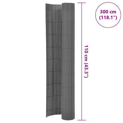 Gartenzaun Doppelseitig 110x300 cm Grau