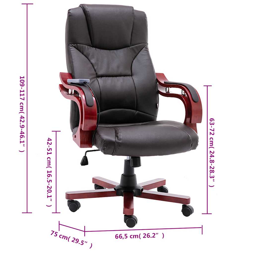 Massage-Bürostuhl Braun Echtleder