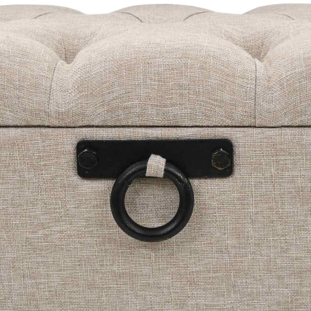 Sitzbank mit Stauraum und Rückenlehne 110cm Creme Stoff