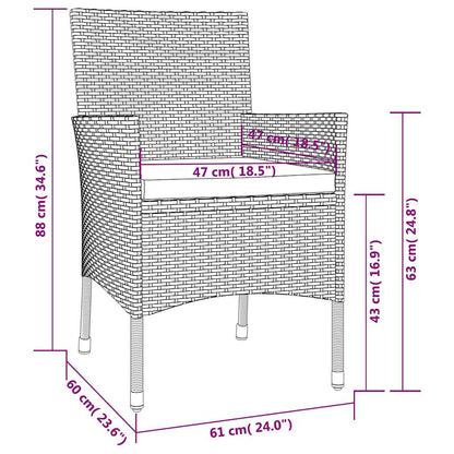 Gartenstühle mit Kissen 4 Stk. Poly Rattan Schwarz