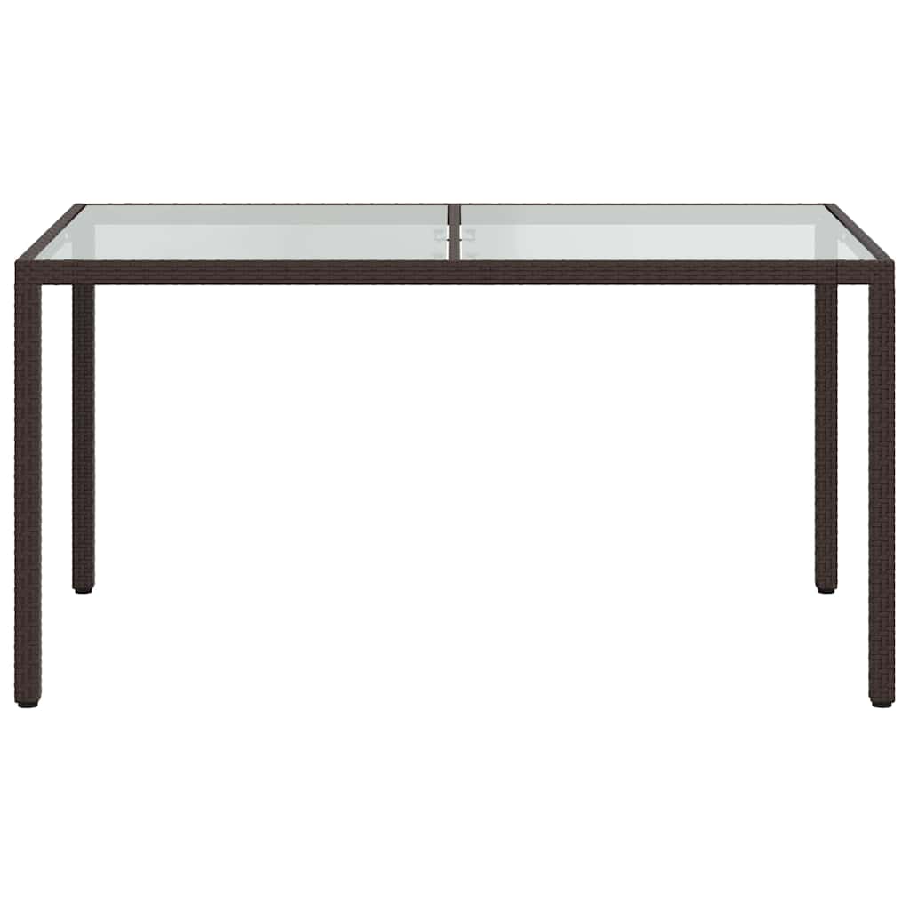 Gartentisch 150x90x75 cm Gehärtetes Glas Poly Rattan Braun