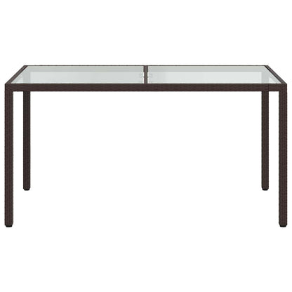 Gartentisch 150x90x75 cm Gehärtetes Glas Poly Rattan Braun