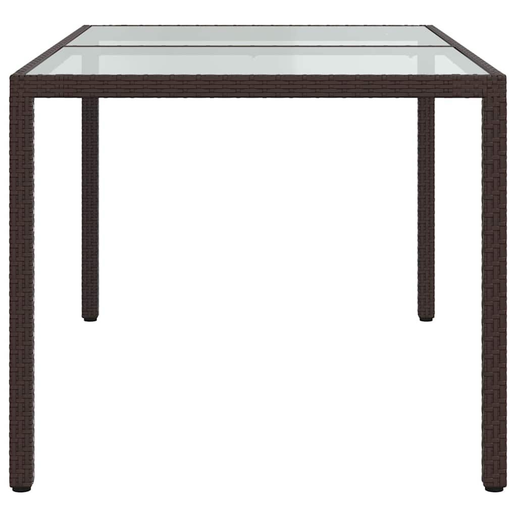 Gartentisch 150x90x75 cm Gehärtetes Glas Poly Rattan Braun