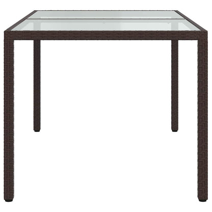 Gartentisch 150x90x75 cm Gehärtetes Glas Poly Rattan Braun
