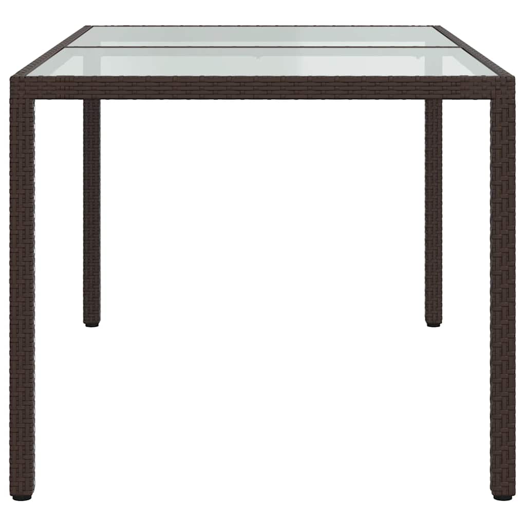 Gartentisch 150x90x75 cm Gehärtetes Glas Poly Rattan Braun
