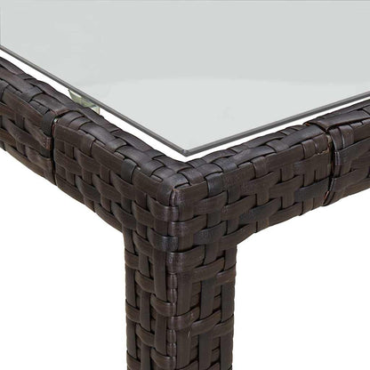 Gartentisch 150x90x75 cm Gehärtetes Glas Poly Rattan Braun