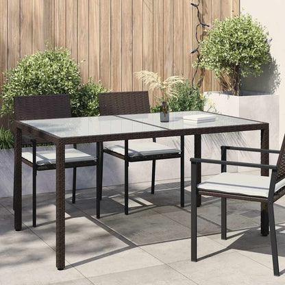 Gartentisch 150x90x75 cm Gehärtetes Glas Poly Rattan Braun