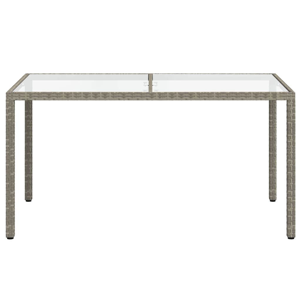 Gartentisch 150x90x75 cm Hartglas und Poly Rattan Grau