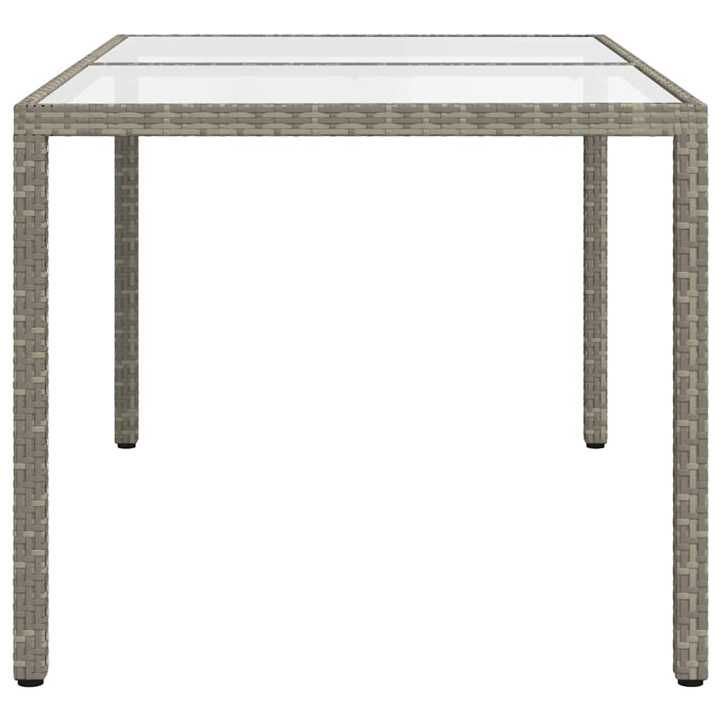 Gartentisch 150x90x75 cm Hartglas und Poly Rattan Grau