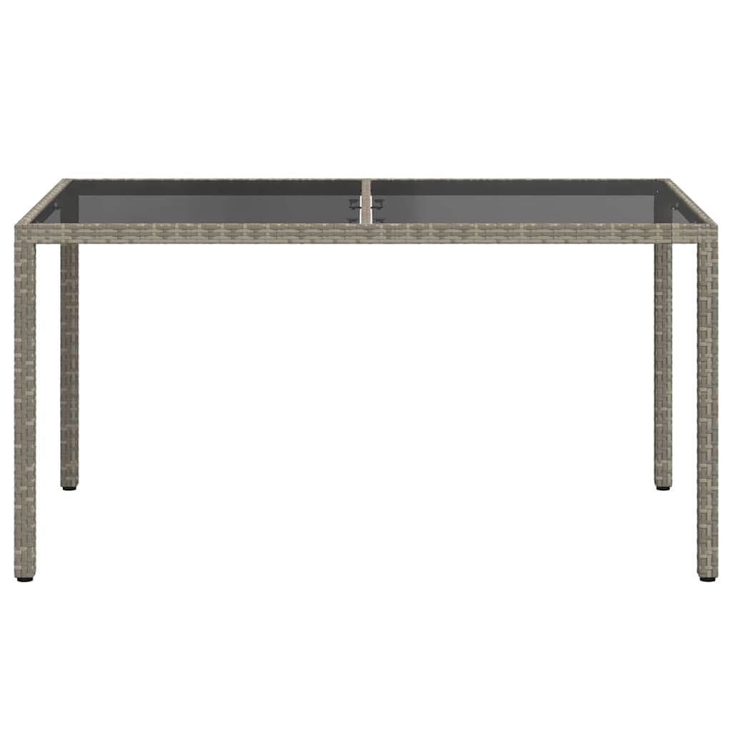 Gartentisch 150x90x75 cm Hartglas und Poly Rattan Grau