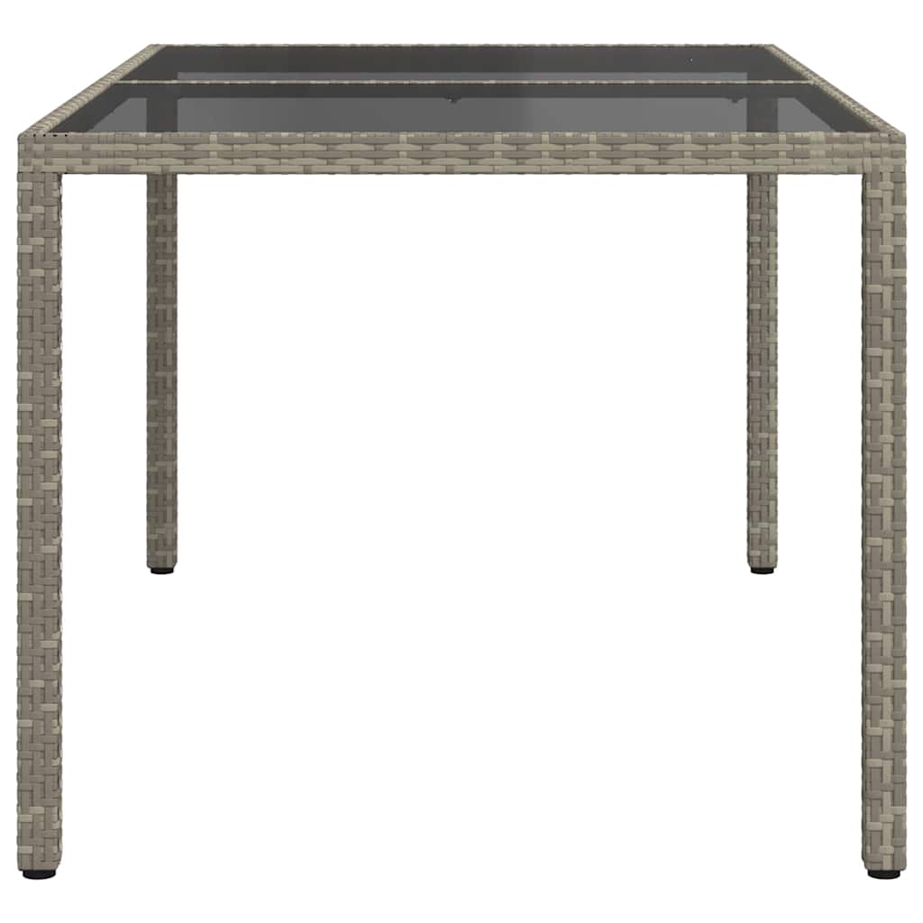 Gartentisch 150x90x75 cm Hartglas und Poly Rattan Grau
