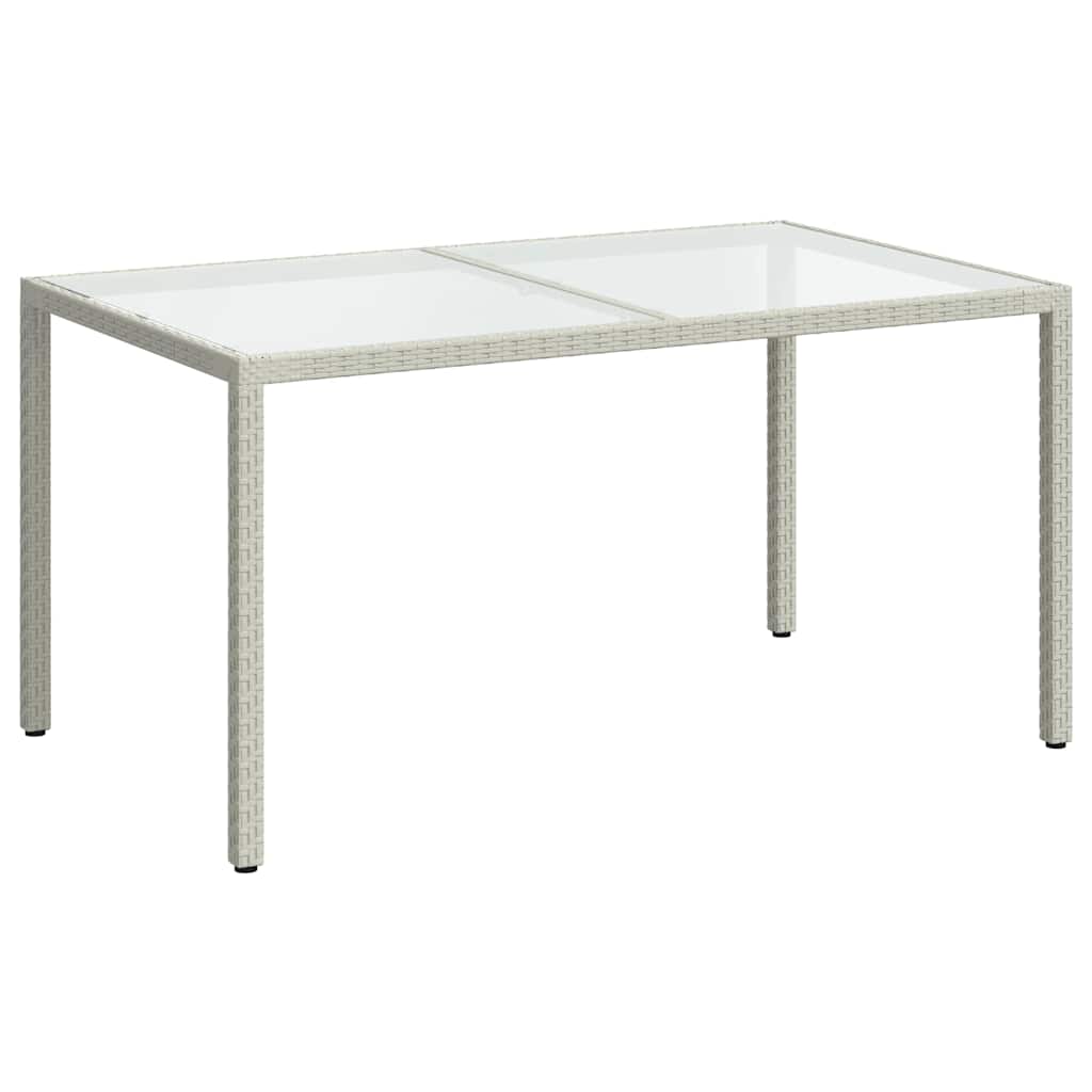Gartentisch 150x90x75 cm Gehärtetes Glas Poly Rattan Weiß