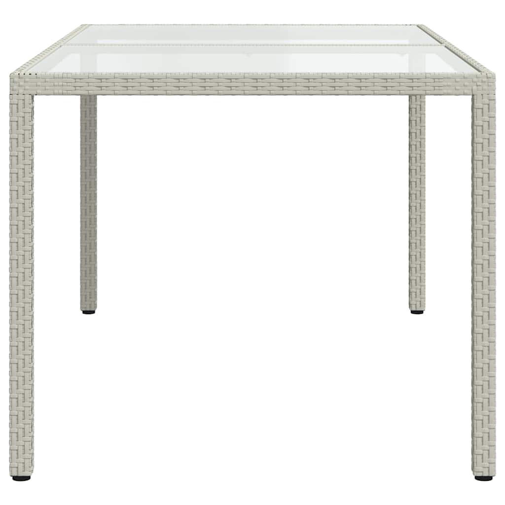 Gartentisch 150x90x75 cm Gehärtetes Glas Poly Rattan Weiß