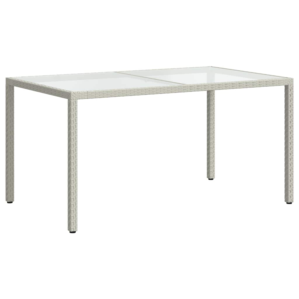 Gartentisch 150x90x75 cm Gehärtetes Glas Poly Rattan Weiß