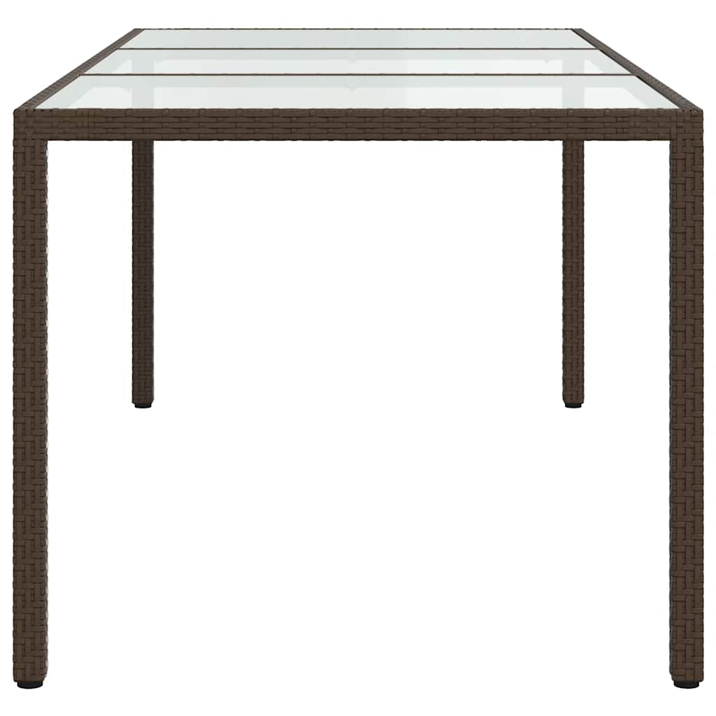 Gartentisch Braun 190x90x75 cm Gehärtetes Glas und Poly Rattan